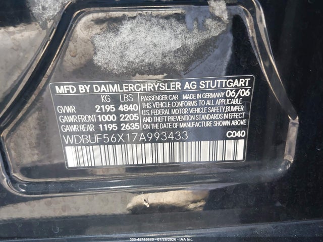 45745680 :رقم المزاد ، WDBUF56X17A993433 vin ، 2007 Mercedes-benz E 350 مزاد بيع