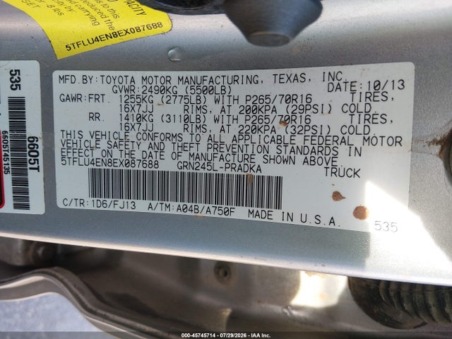 Toyota Tacoma Base V6 2014 5TFLU4EN8EX087688 Image 9