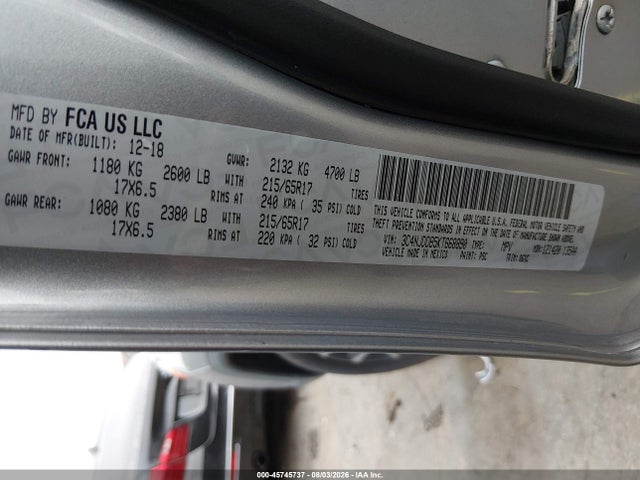 45745737 :رقم المزاد ، 3C4NJDDB5KT668890 vin ، 2019 Jeep Compass Trailhawk 4x4 مزاد بيع