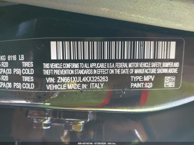 Продажа на аукционе авто 2019 Maserati Levante Granlusso, vin: ZN661XUL4KX325263, номер лота: 45745746
