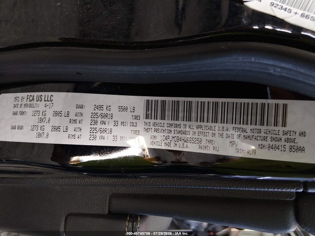 2017 Jeep Cherokee Limited მანქანა იყიდება აუქციონზე, vin: 1C4PJMDB4HW665250, აუქციონის ნომერი: 45745786