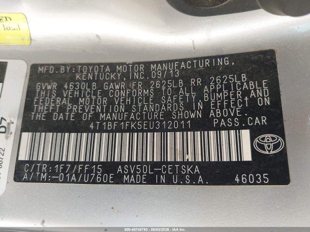 Toyota CAMRY SE 2014 4T1BF1FK5EU312011 Image 9