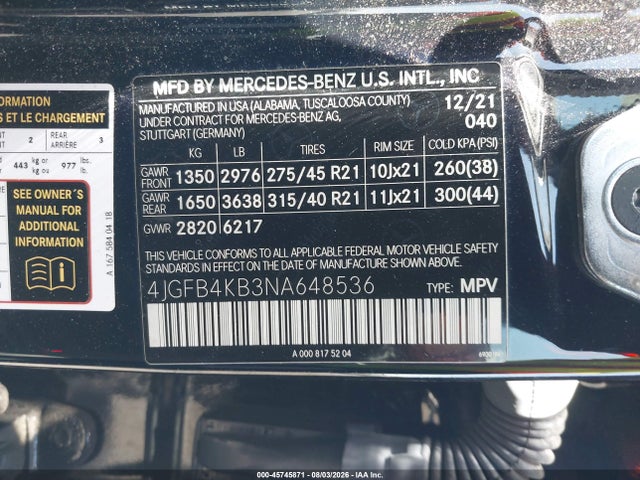 4JGFB4KB3NA648536 Mercedes-Benz Gle 350 4matic