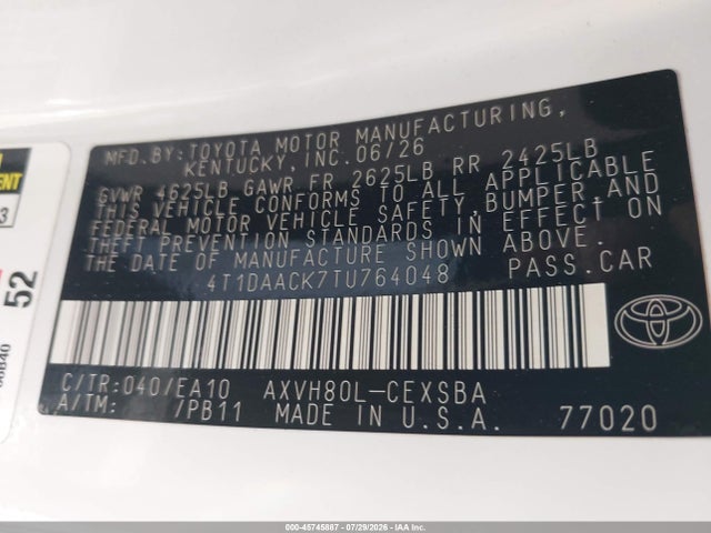 4T1DAACK7TU764048 Toyota CAMRY SE