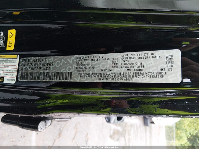 Aukcja sprzedaży 2024 Jeep Wrangler 4-door Rubicon 4x4, vin: 1C4PJXFG1RW279929, numer aukcji: 45745911