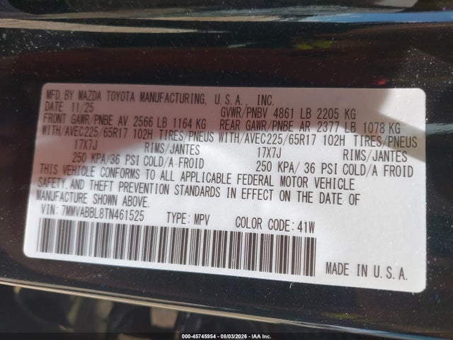 Aukcja sprzedaży 2026 Mazda Cx-50 2.5 S Preferred, vin: 7MMVABBL8TN461525, numer aukcji: 45745954