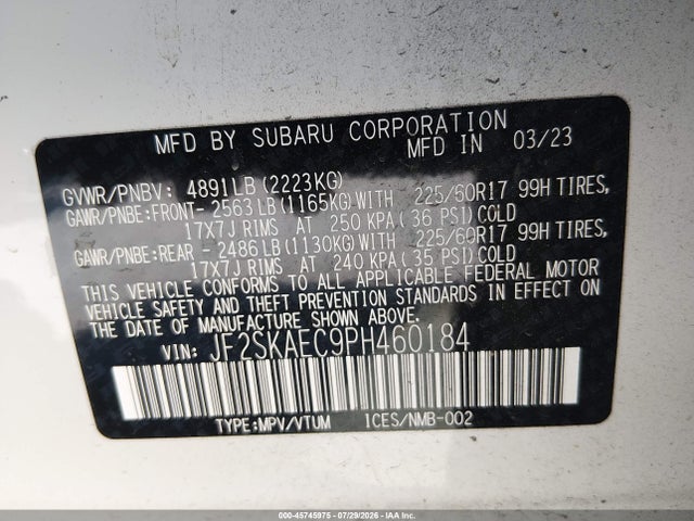 Subaru Forester Premium 2023 JF2SKAEC9PH460184 Image 9