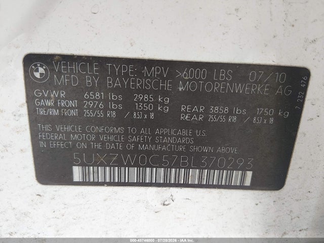 Aukcja sprzedaży 2011 Bmw X5 Xdrive35d, vin: 5UXZW0C57BL370293, numer aukcji: 45746000