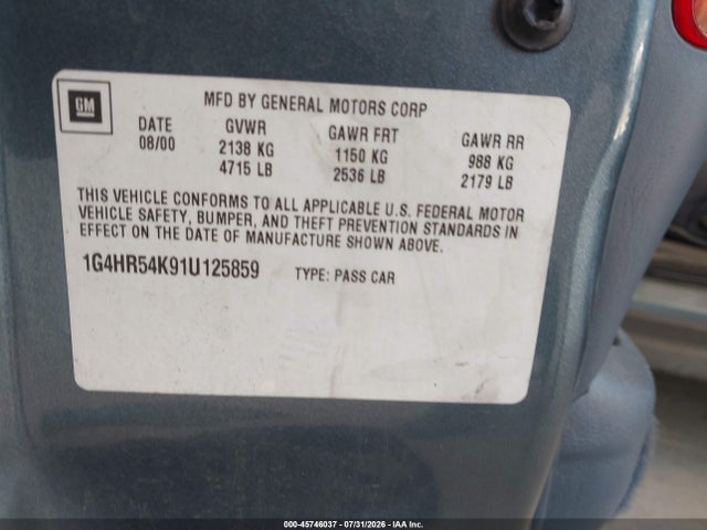 Продажа на аукционе авто 2001 Buick Lesabre Limited, vin: 1G4HR54K91U125859, номер лота: 45746037