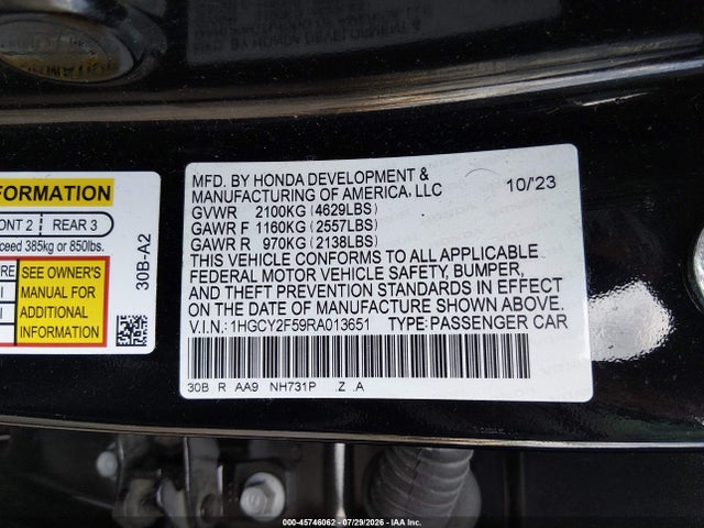Продаж на аукціоні авто 2024 Honda Accord Hybrid Sport, vin: 1HGCY2F59RA013651, номер лоту: 45746062