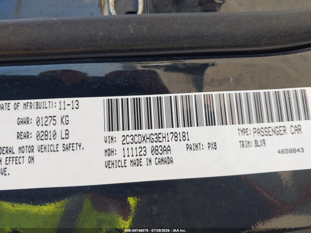 Продажа на аукционе авто 2014 Dodge Charger Sxt Plus, vin: 2C3CDXHG3EH178181, номер лота: 45746079