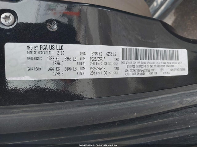 Aukcja sprzedaży 2016 Chrysler Town & Country Touring, vin: 2C4RC1BG7GR293068, numer aukcji: 45746140