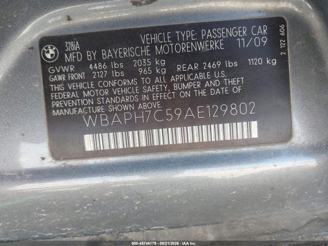 Aukcja sprzedaży 2010 Bmw 328i, vin: WBAPH7C59AE129802, numer aukcji: 45746179