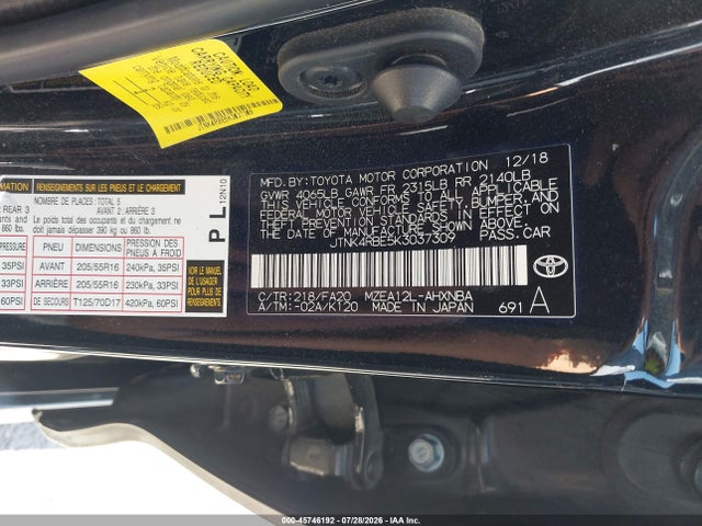 JTNK4RBE5K3037309 Toyota COROLLA SE
