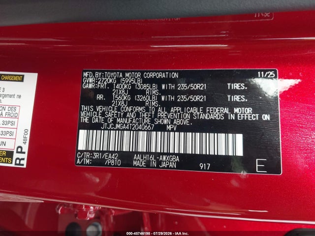 Продаж на аукціоні авто 2026 Lexus Rx 450h+ Premium, vin: JTJCJMGA4T2040667, номер лоту: 45746198