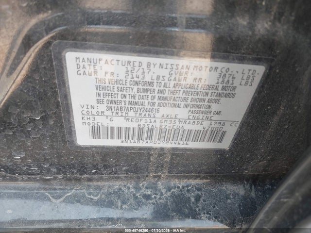 3N1AB7AP0JY244616 Nissan SENTRA S