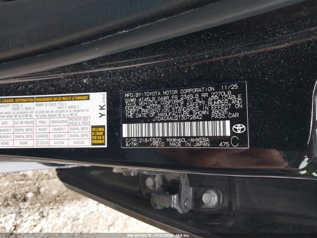 Продаж на аукціоні авто 2026 Toyota Prius Le, vin: JTDACAAU2T3072842, номер лоту: 45746279