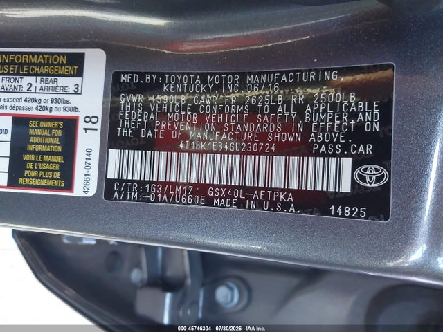 Toyota AVALON LIMITED 2016 4T1BK1EB4GU230724 Image 9