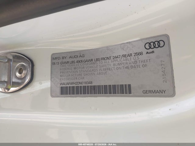 45746328 :رقم المزاد ، WAUAFAFH2DN018348 vin ، 2013 Audi A5 2.0t Premium مزاد بيع