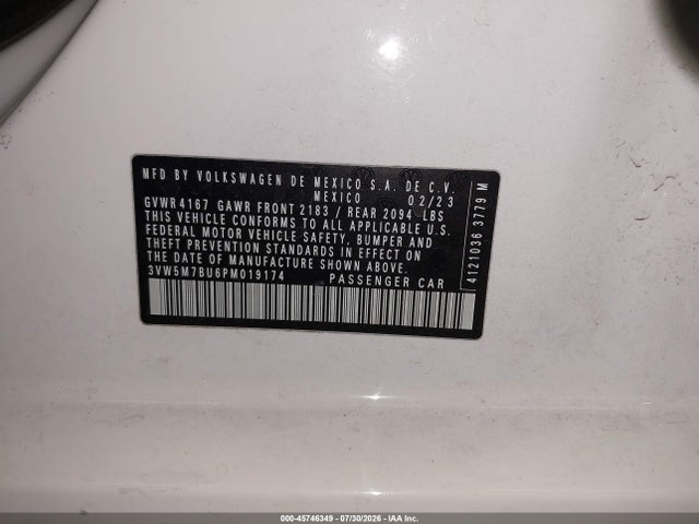Aukcja sprzedaży 2023 Volkswagen Jetta 1.5t S, vin: 3VW5M7BU6PM019174, numer aukcji: 45746349