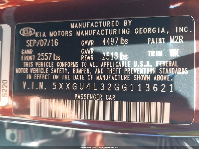 KIA OPTIMA EX 2016 5XXGU4L32GG113621 Image 9