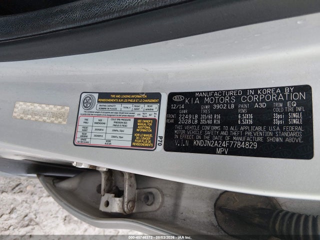 45746372 :رقم المزاد ، KNDJN2A24F7784829 vin ، 2015 Kia Soul مزاد بيع