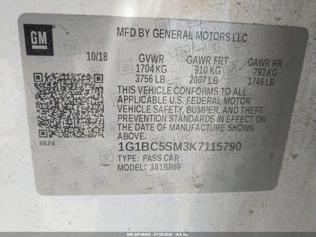 Chevrolet CRUZE LS 2019 1G1BC5SM3K7115790 Image 9