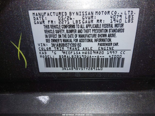 3N1AB9BV5TY289160 Nissan SENTRA S