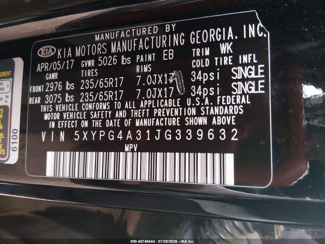 KIA Sorento 2.4l Lx 2018 5XYPG4A31JG339632 Image 9