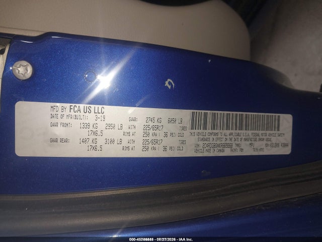 2019 Dodge Grand Caravan Se მანქანა იყიდება აუქციონზე, vin: 2C4RDGBGXKR669268, აუქციონის ნომერი: 45746448
