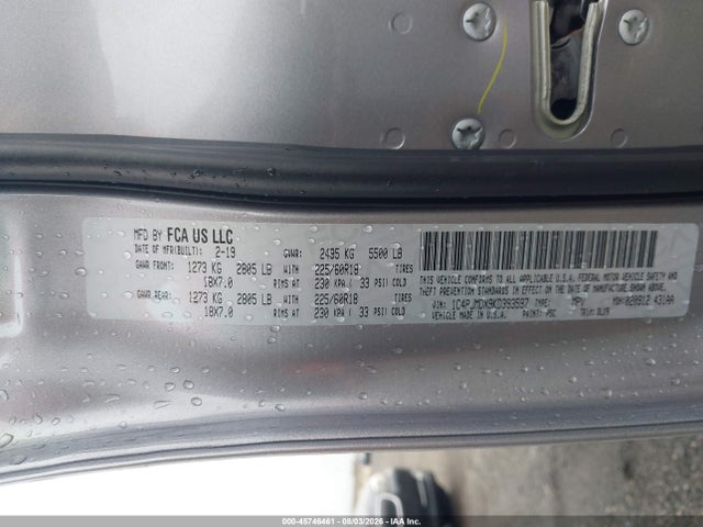 2019 Jeep Cherokee Limited 4x4 მანქანა იყიდება აუქციონზე, vin: 1C4PJMDX9KD393597, აუქციონის ნომერი: 45746461