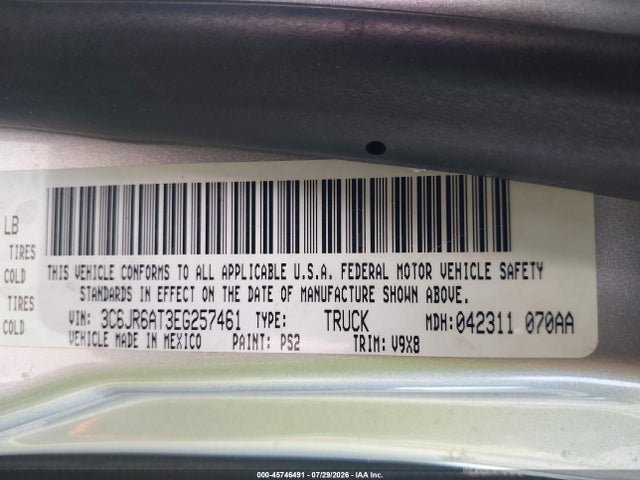 Продаж на аукціоні авто 2014 Ram 1500 Express, vin: 3C6JR6AT3EG257461, номер лоту: 45746491