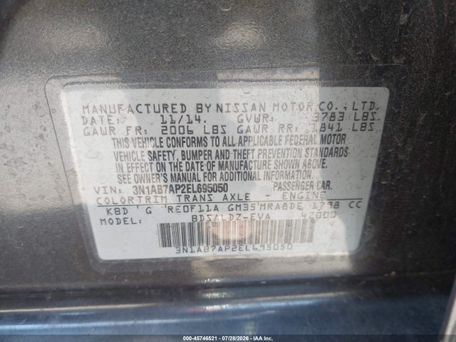 Nissan SENTRA SV 2014 3N1AB7AP2EL695050 Image 9