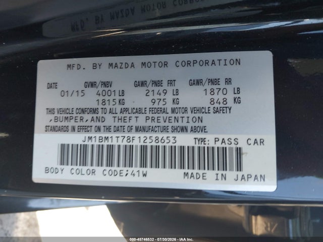 JM1BM1T78F1258653 Mazda Mazda3 I Sv