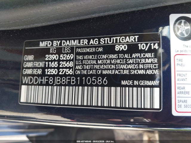 Продажа на аукционе авто 2015 Mercedes-benz E 350 4matic, vin: WDDHF8JB8FB110586, номер лота: 45746546