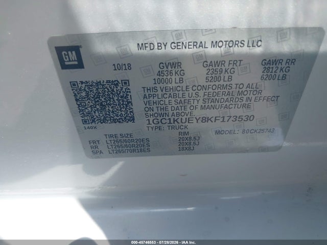 1GC1KUEY8KF173530 Chevrolet Silverado 2500hd High Country