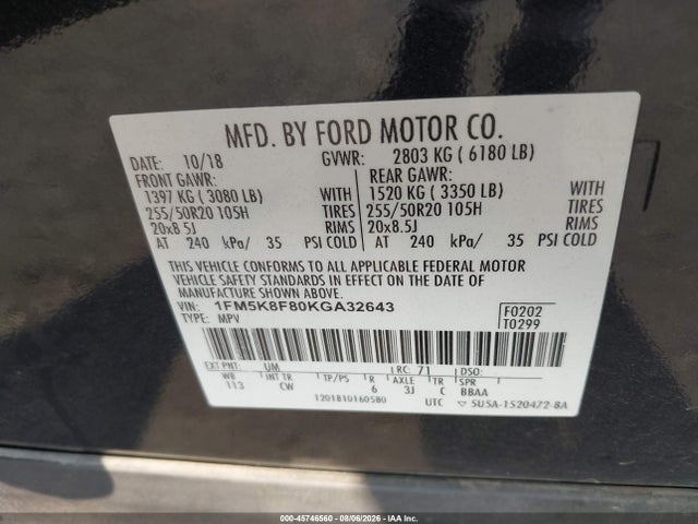 Ford Explorer Limited 2019 1FM5K8F80KGA32643 Image 9