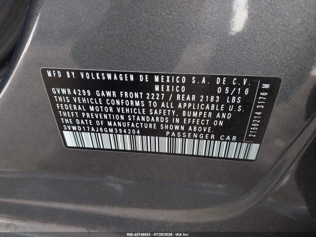 3VWD17AJ6GM394204 Volkswagen Jetta 1.8t Sport