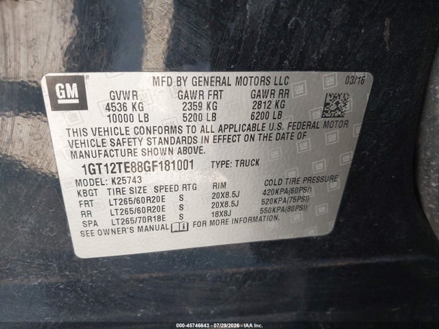 1GT12TE88GF181001 GMC Sierra 2500hd Slt