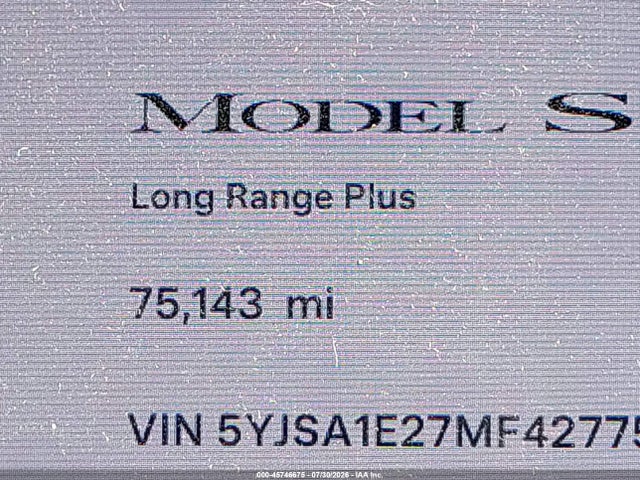 Продаж на аукціоні авто 2021 Tesla Model S Long Range Dual Motor All-wheel Drive/long Range Plus Dual Motor All-wheel Drive, vin: 5YJSA1E27MF427754, номер лоту: 45746675