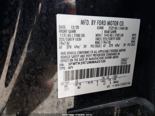 3FMTK3R72MMA03120 Ford Mustang Mach-e Premium