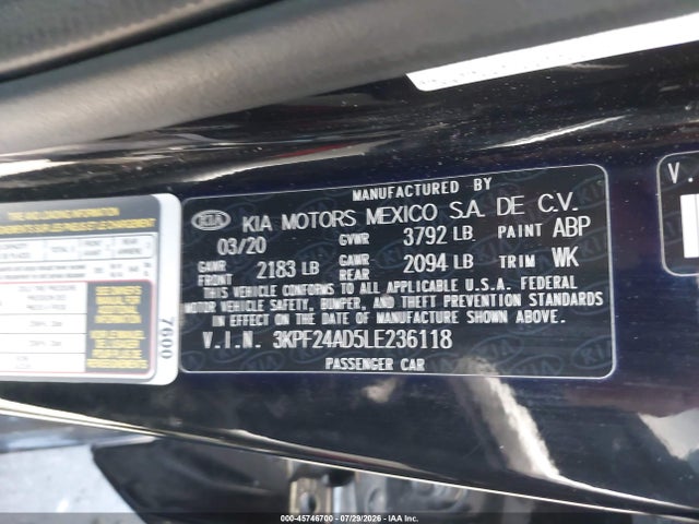 KIA FORTE FE 2020 3KPF24AD5LE236118 Image 9