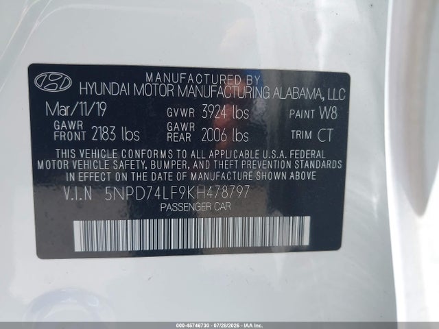 Hyundai ELANTRA SE 2019 5NPD74LF9KH478797 Image 9