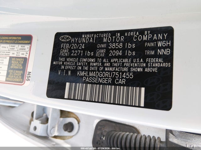 KMHLM4DG0RU751455 Hyundai ELANTRA SEL
