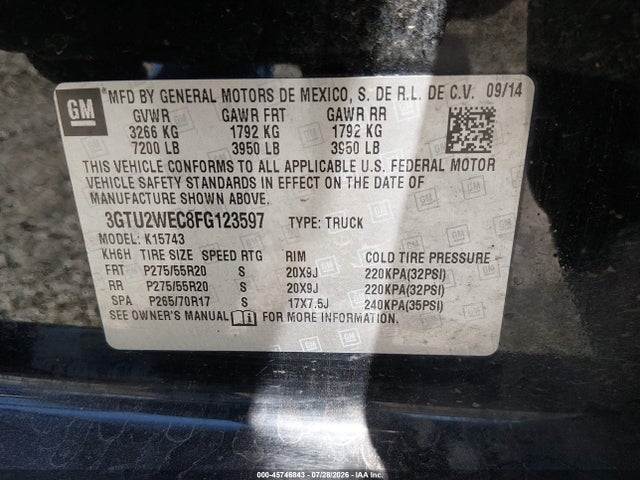 GMC Sierra 1500 Denali 2015 3GTU2WEC8FG123597 Image 9