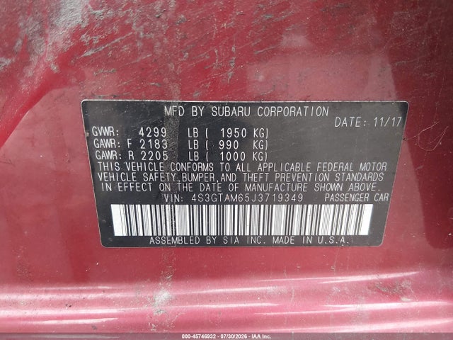 45746932 :رقم المزاد ، 4S3GTAM65J3719349 vin ، 2018 Subaru Impreza 2.0i Sport مزاد بيع