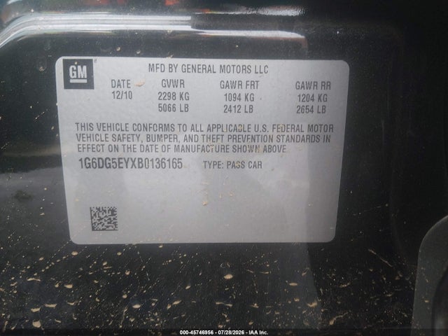 Aukcja sprzedaży 2011 Cadillac Cts Luxury, vin: 1G6DG5EYXB0136165, numer aukcji: 45746956