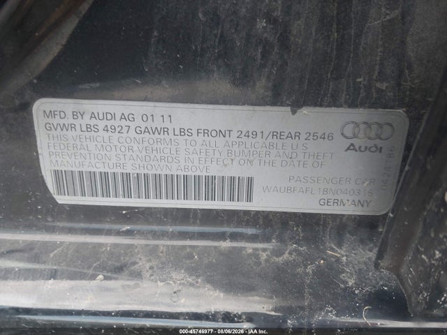 Aukcja sprzedaży 2011 Audi A4 2.0t Premium, vin: WAUBFAFL1BN040315, numer aukcji: 45746977