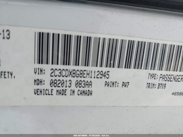 2014 Dodge Charger Se მანქანა იყიდება აუქციონზე, vin: 2C3CDXBG8EH112945, აუქციონის ნომერი: 45746998