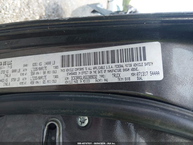 Продажа на аукционе авто 2016 Ram 3500 Tradesman, vin: 3C63RRGL0GG389632, номер лота: 45747031